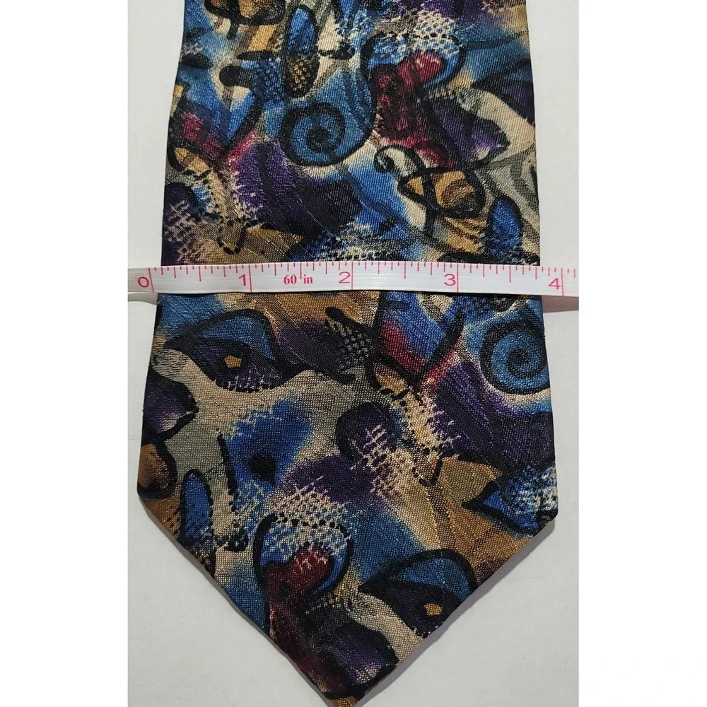 Wembley Purple Red Gold Blue Men's Wide Faux Eyes &‎ Swirls Neck Tie